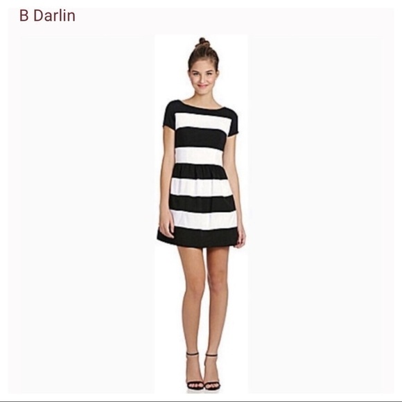 B. Darlin Black and White Stripe Dress Junior size 13/14 Woman’s size L - Picture 3 of 12